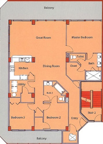 Three Bedroom Two Bathroom Floor Plan